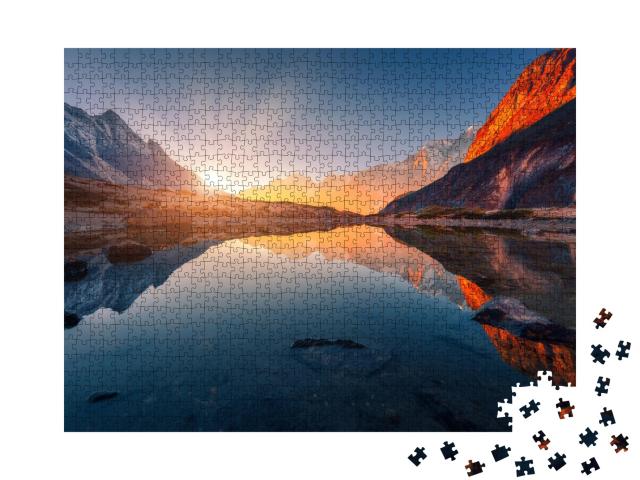 Puzzle de 1000 pièces « Paysage avec montagnes et sommets au Népal, Himalaya »