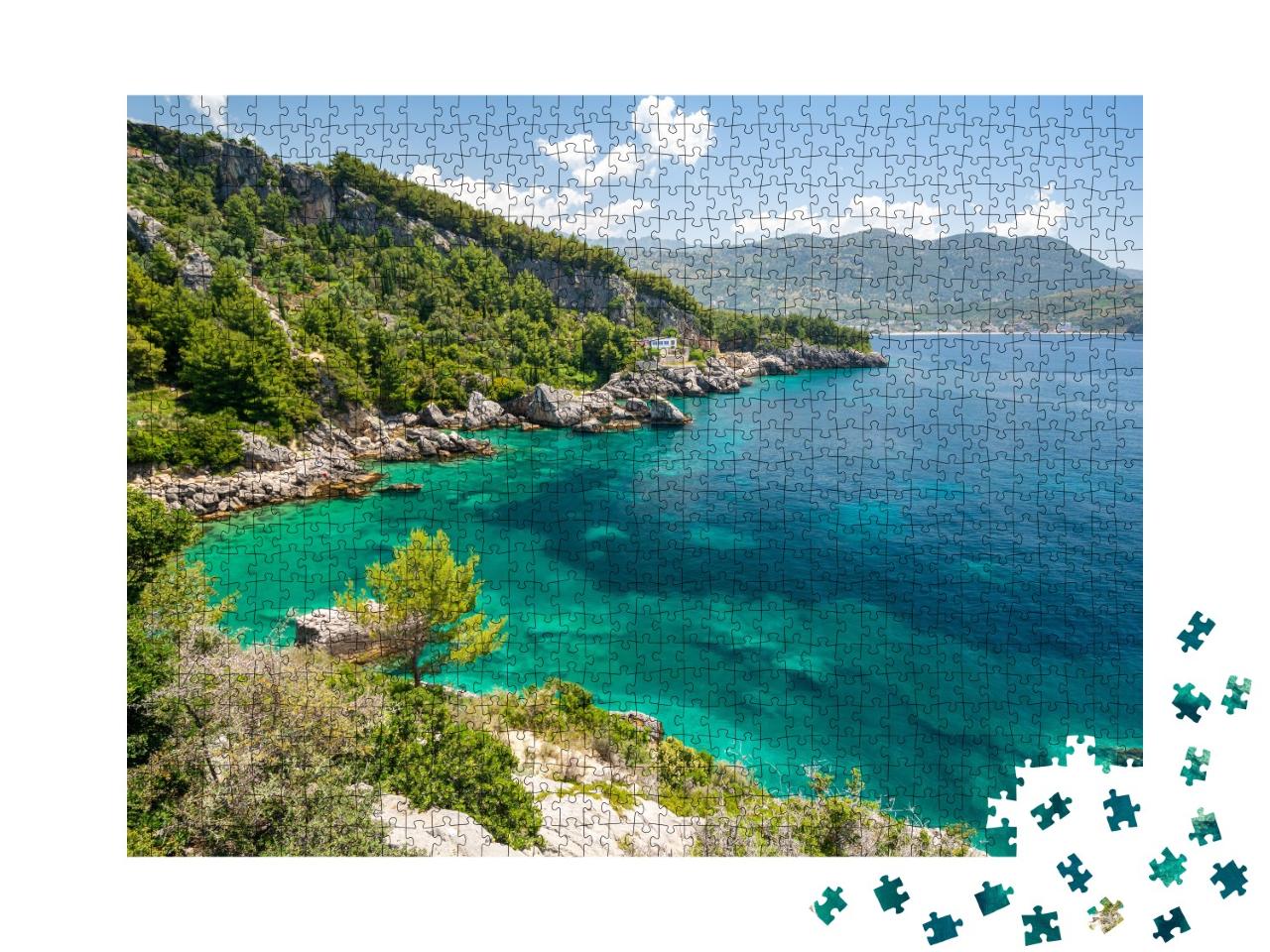 Puzzle de 1000 pièces « Côte turquoise à Himare, Riviera albanaise, Albanie »