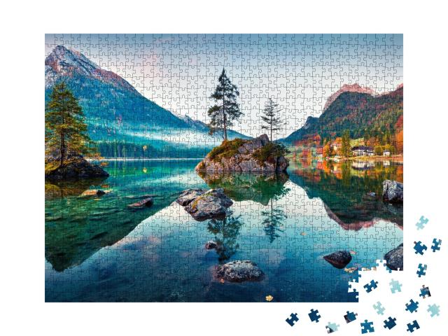 Puzzle de 1000 pièces « Automne à Hintersee : Alpes bavaroises le matin, Allemagne »