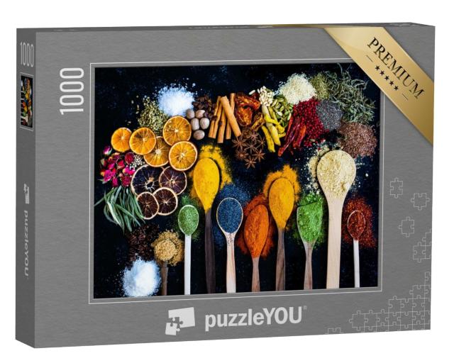 Puzzle de 1000 pièces « Une variété colorée d'épices et de fruits secs »