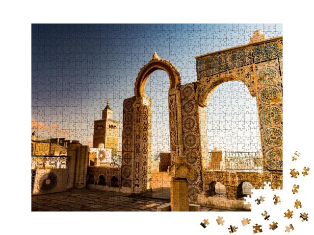 Puzzle de 1000 pièces « Architecture arabe : paysage urbain le matin, Tunisie, Afrique du Nord »