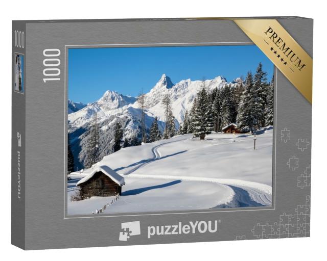 Puzzle de 1000 pièces « Journée d'hiver parfaite dans la vallée du Montafon »
