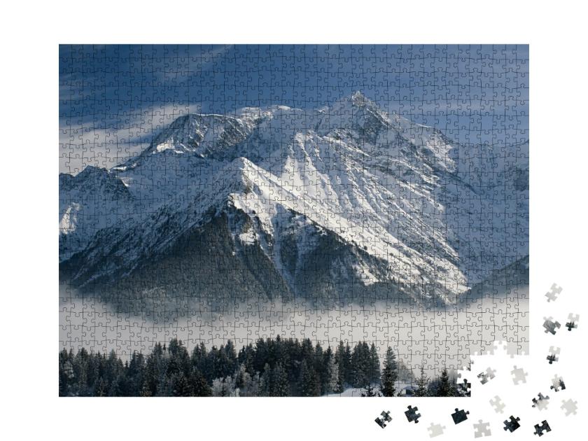 Puzzle de 1000 pièces « Vue sur le Mont Blanc, Chamonix, France »