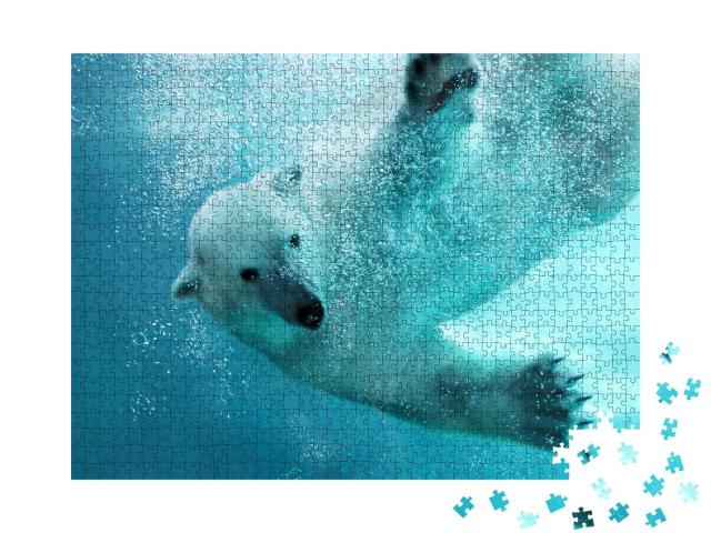 Puzzle de 1000 pièces « Ours polaire attaquant sous l'eau »