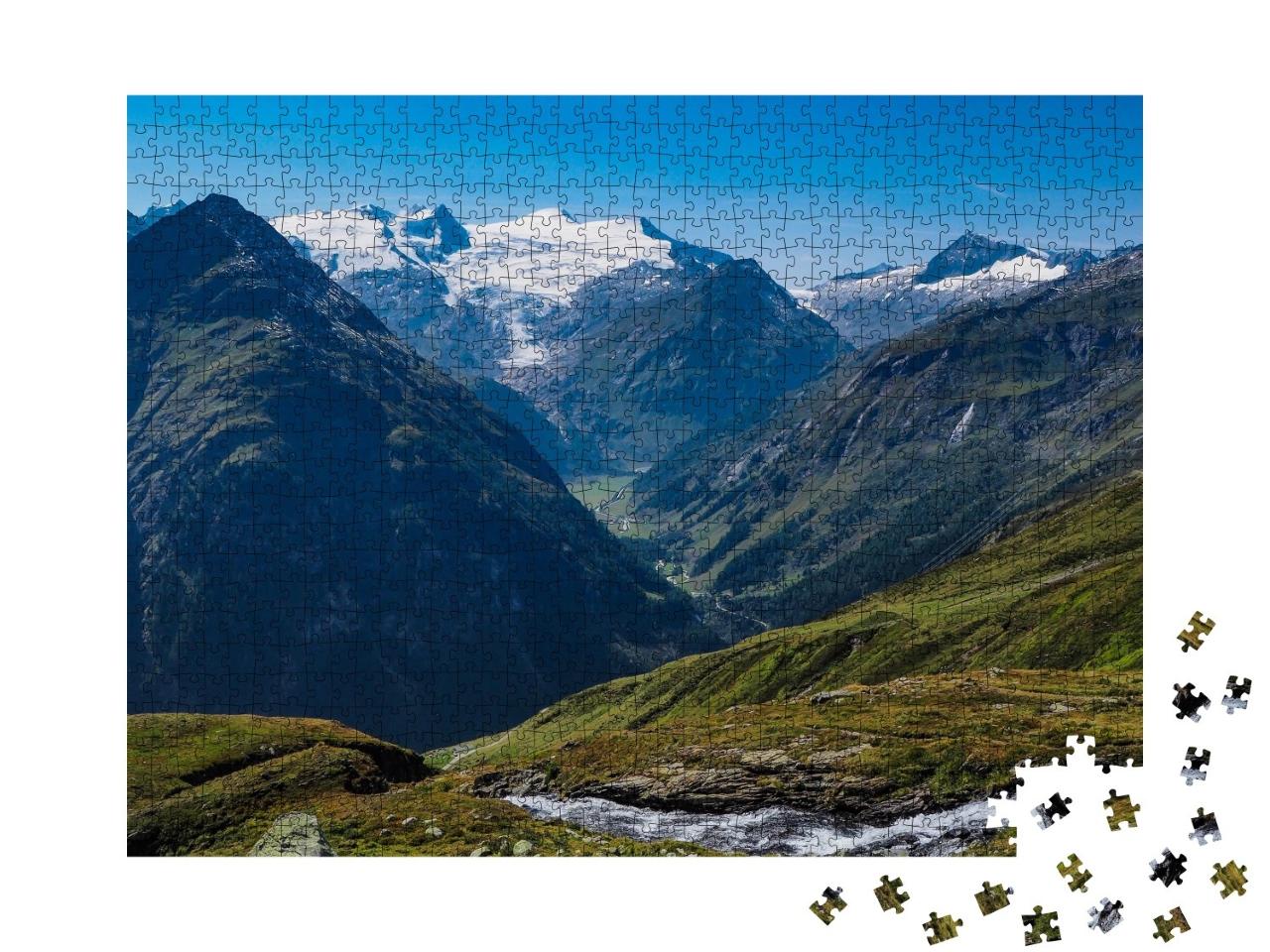 Puzzle de 1000 pièces « Vue sur le Grossvenediger dans le parc national de Hohe Tauern »