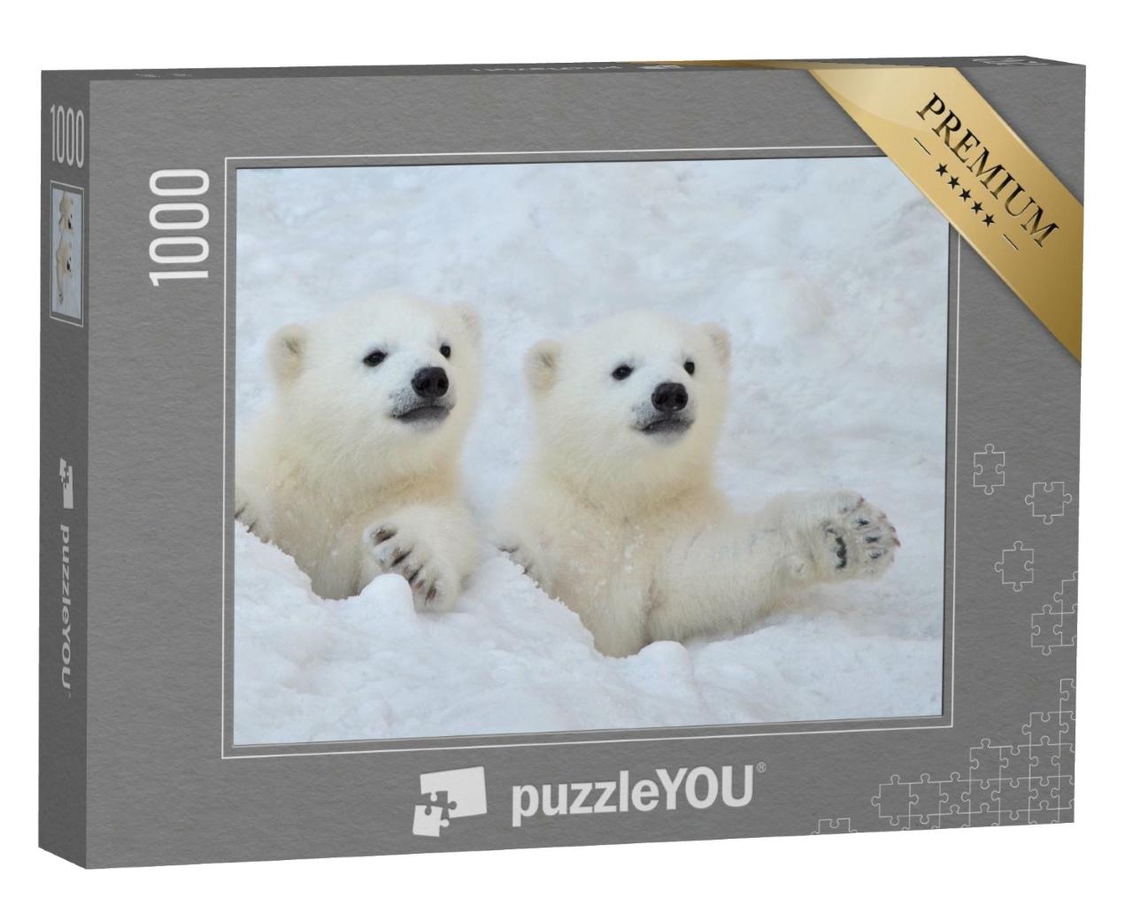 Puzzle de 1000 pièces « Deux oursons blancs dans la neige »