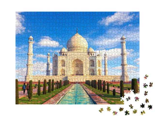 Puzzle de 1000 pièces « Vue du Taj Mahal par une journée ensoleillée, Inde »