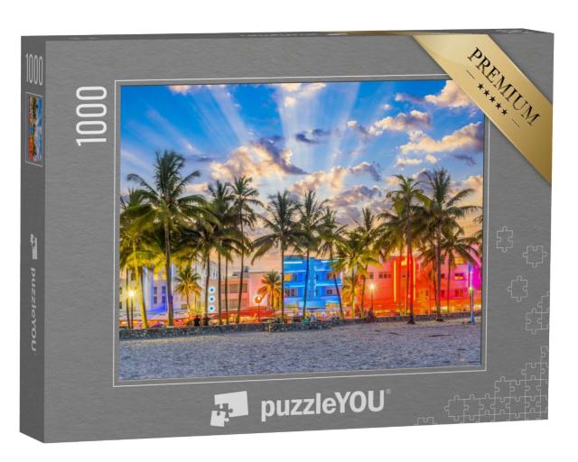 Puzzle de 1000 pièces « Vue de la ville sur Ocean Drive à Miami Beach, Floride, USA »