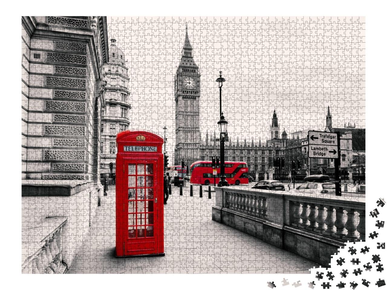 Puzzle de 2000 pièces « Cabine téléphonique rouge : l'emblème de Londres, Angleterre »
