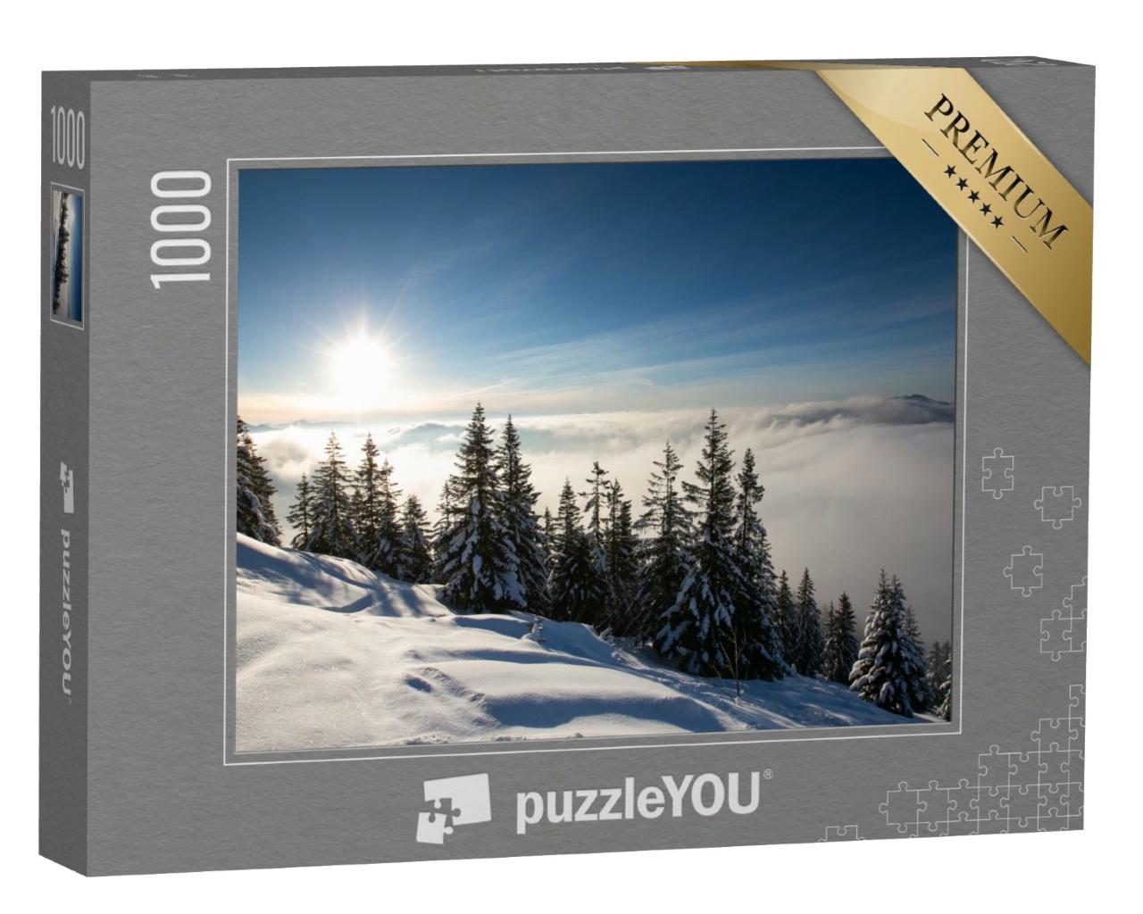 Puzzle de 1000 pièces « Vue hivernale brumeuse dans les Alpes d'Allgäu en Bavière »