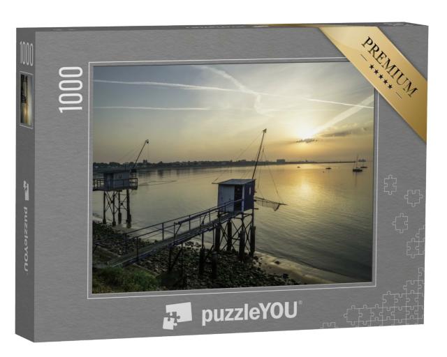 Puzzle de 1000 pièces « Lever de soleil sur la baie et la plage de Saint-Nazaire en France »