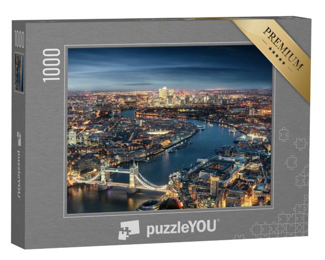 Puzzle de 1000 pièces « Vue aérienne de Londres : Tower Bridge le soir »