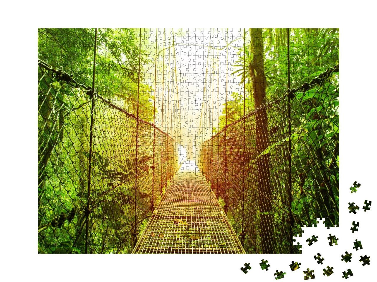 Puzzle de 1000 pièces « Pont suspendu dans la jungle du Costa Rica »