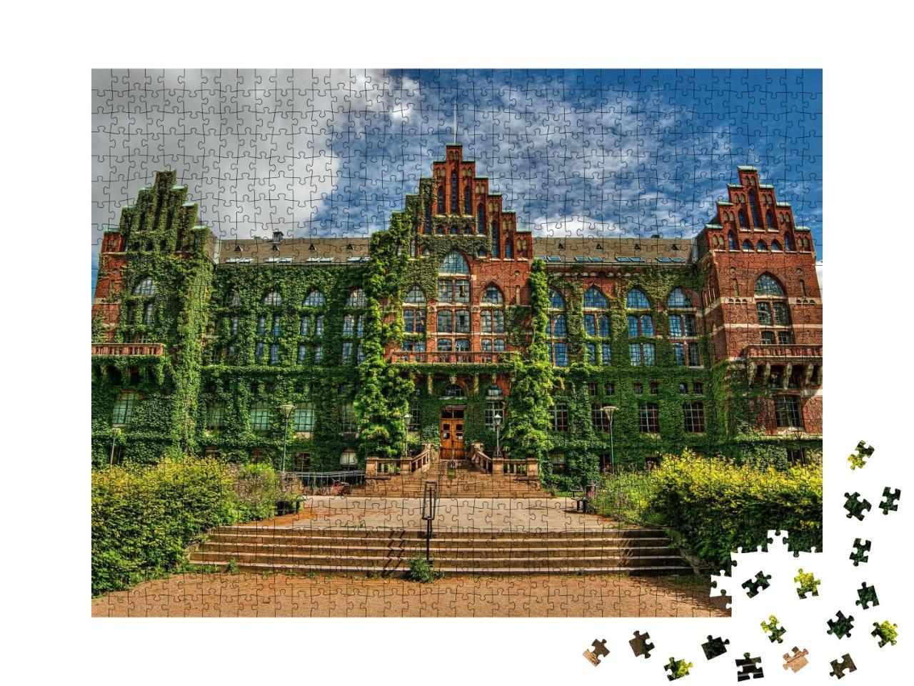 Puzzle de 1000 pièces « Façade de la bibliothèque universitaire de Lund (Suède), technique HDR »