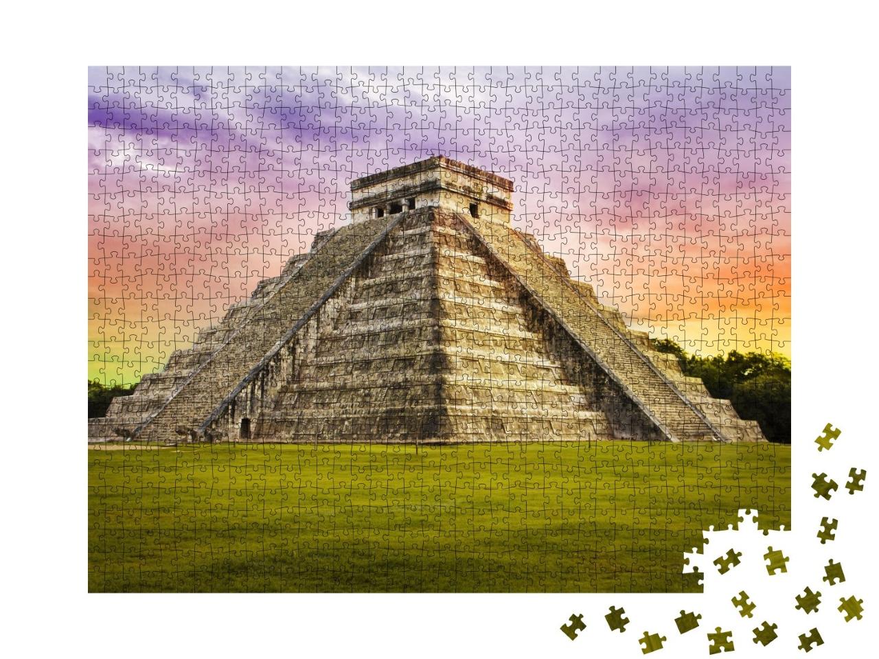 Puzzle de 1000 pièces « Temple Kukulkan de la Maja à Chichén Itzá, Mexique »