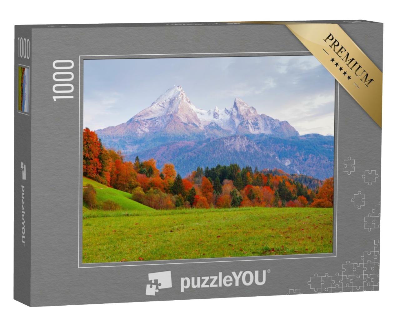 Puzzle de 1000 pièces « Massif montagneux Watzmann dans de belles couleurs d'automne, Allemagne »