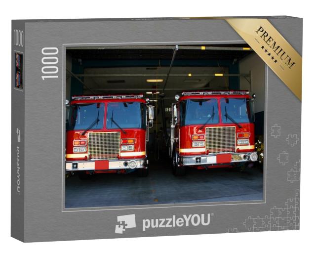 Puzzle de 1000 pièces « Camions de pompiers dans une caserne »