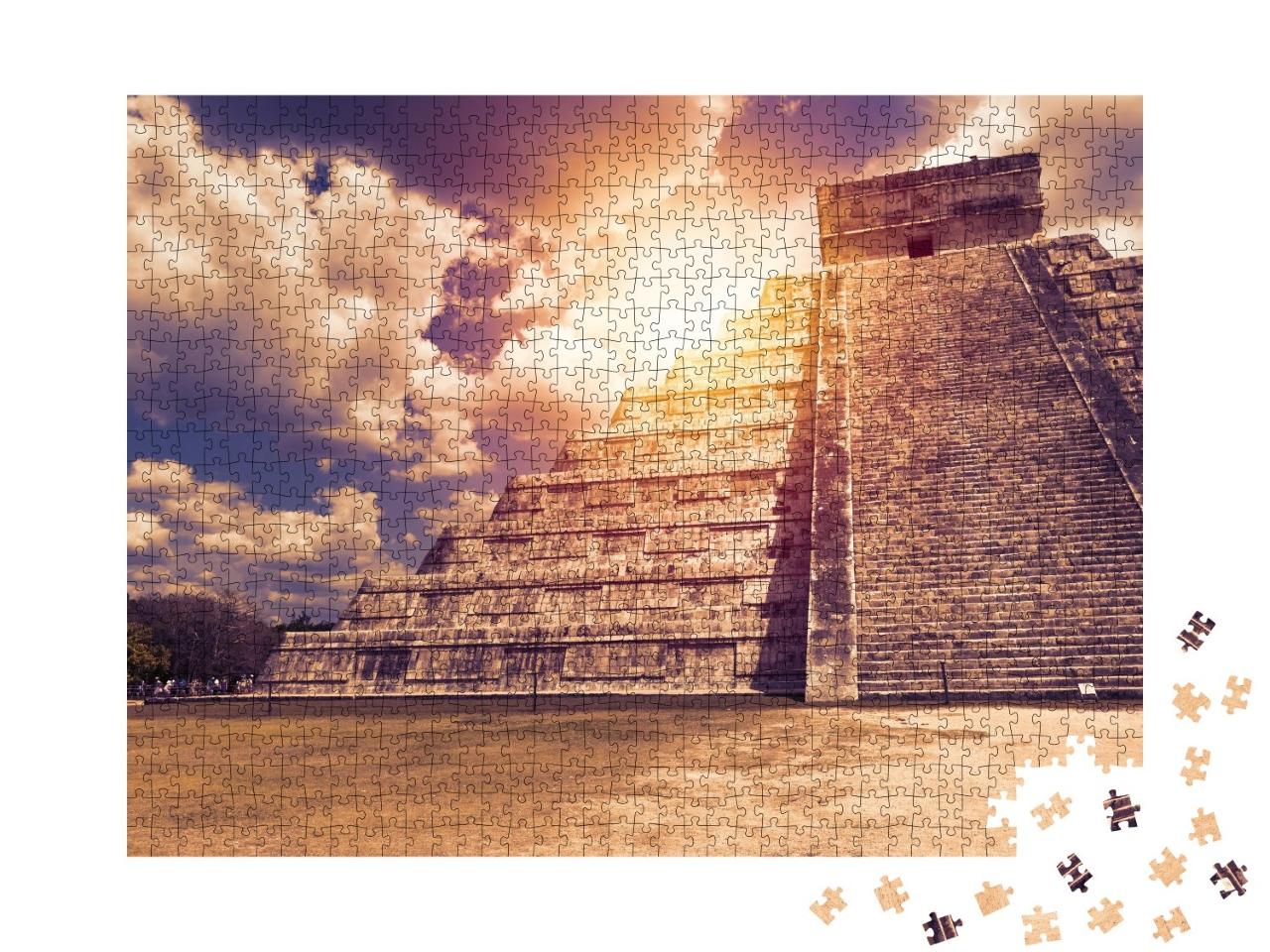 Puzzle de 1000 pièces « Le temple Kukulkan de Chichén Itzá, pyramide maya du Yucatan, Mexique »