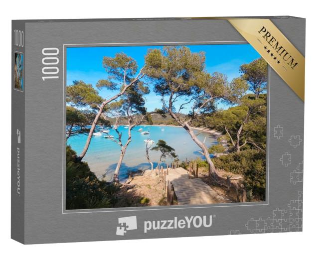 Puzzle de 1000 pièces « Paysages, Méditerranée estivale et plages de l'île de Porquerolles, à Hyères, dans le Var en France »