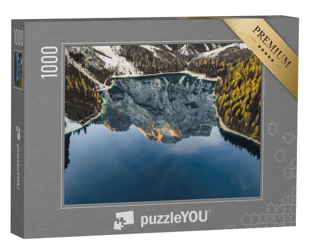 Puzzle de 1000 pièces « Paysage automnal du lac Prags Wildsee le matin, Dolomites, Italie »