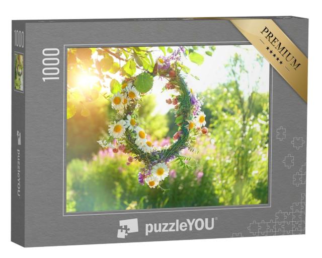 Puzzle de 1000 pièces « Magnifique couronne de fleurs des champs »