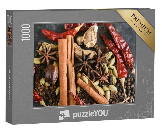 Puzzle de 1000 pièces « Masala de curry indien avec bâtons de cannelle et anis étoilé »