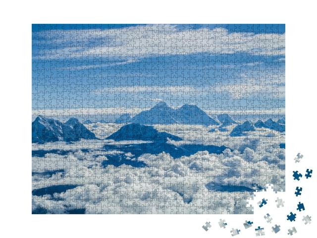 Puzzle de 1000 pièces « Vue du cockpit : l'Himalaya et le mont Everest »