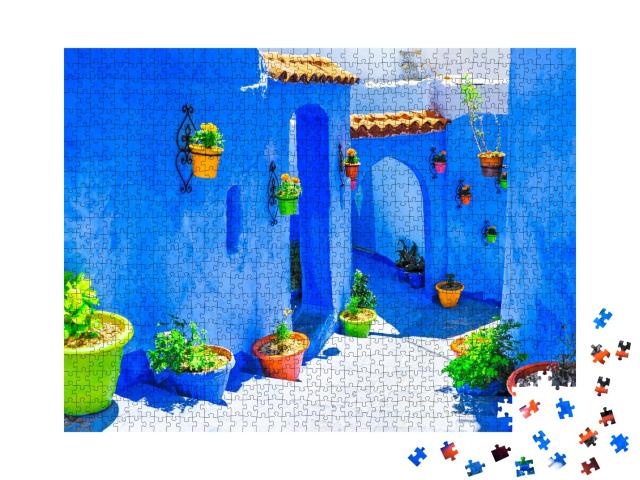 Puzzle de 1000 pièces « La ville bleue - Médina, Chefchaouen, Maroc »