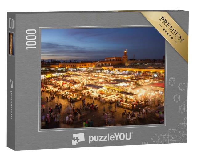 Puzzle de 1000 pièces « Place du marché Jamaa el Fna au crépuscule, Marrakech, Maroc »
