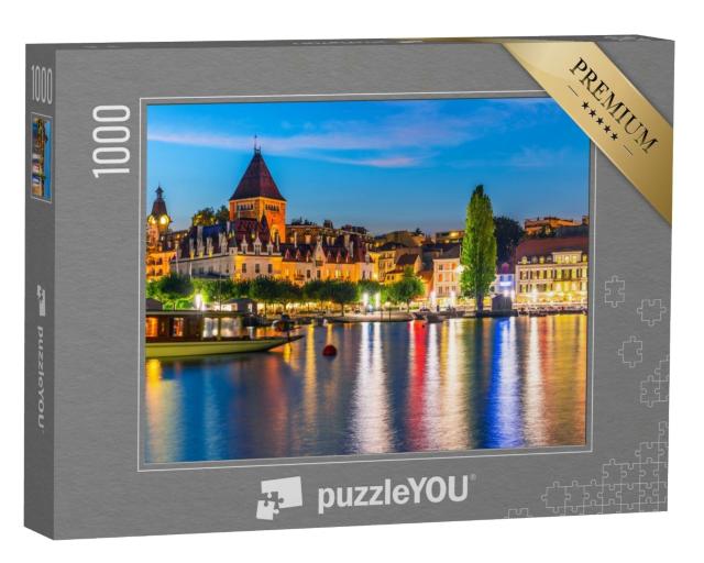 Puzzle de 1000 pièces « Nuit d'été au-dessus de la vieille ville de Lausanne, Suisse »