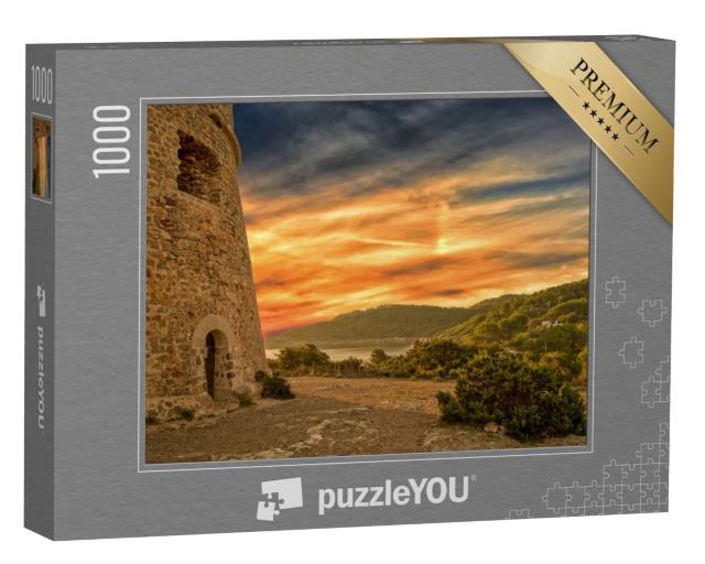 Puzzle de 1000 pièces « Tour de Sal Rossa au lever du soleil à Ibiza, Espagne »