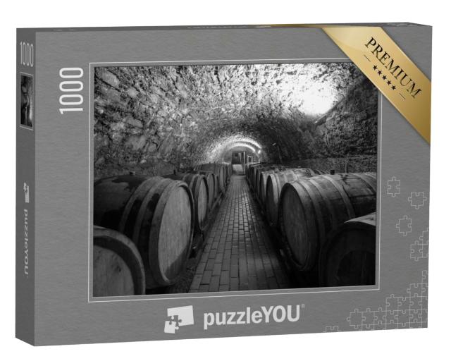 Puzzle de 1000 pièces « Tonneaux de vin dans une cave à vin »