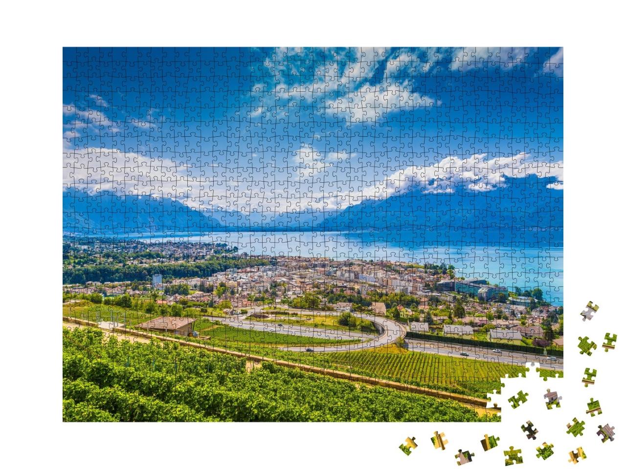 Puzzle de 1000 pièces « Belle vue sur Vevey dans le canton de Vaud en Suisse »