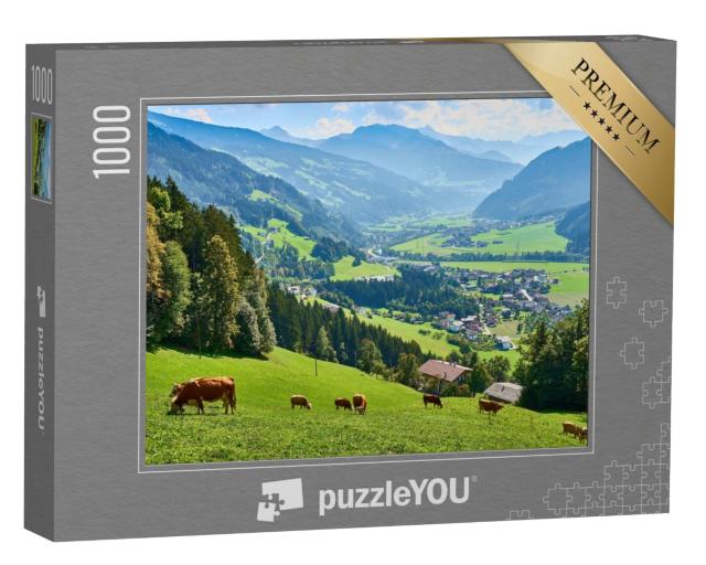Puzzle de 1000 pièces « Vue sur la belle vallée du Zillertal au Tyrol, Autriche »