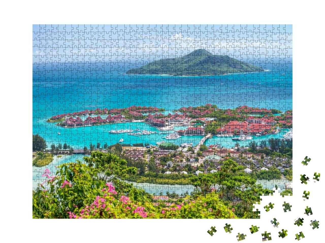 Puzzle de 1000 pièces « Toits rouges d'Eden Island, Seychelles »