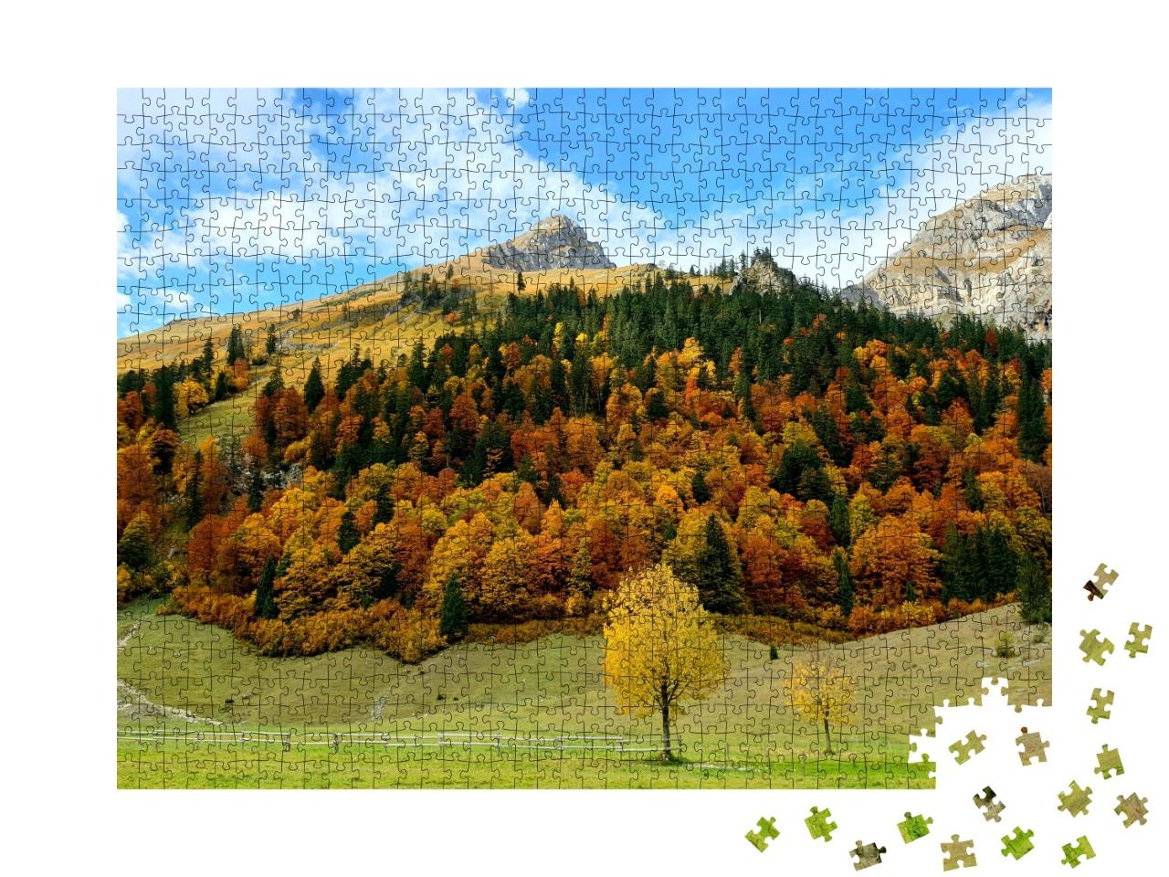 Puzzle de 1000 pièces « Grand Ahornboden avec des érables en automne, Tyrol »