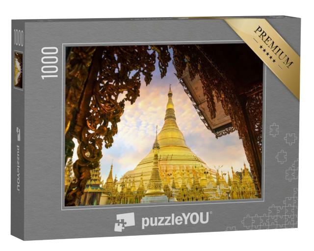 Puzzle de 1000 pièces « La pagode Shwedagon inondée de lumière dorée à Yangon, Myanmar »