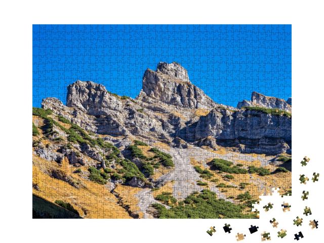 Puzzle de 1000 pièces « Érables à l'Ahornboden, massif du Karwendel, Tyrol, Autriche »