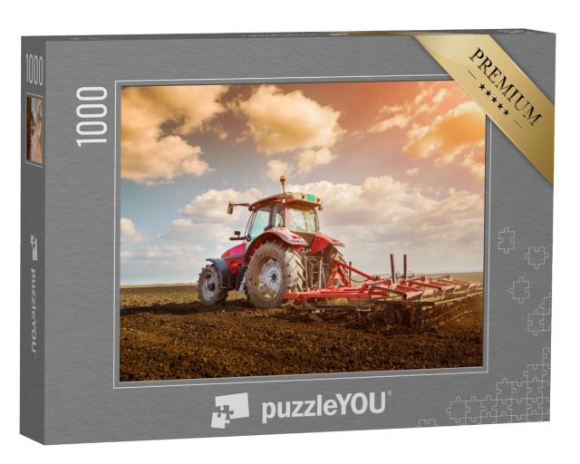 Puzzle de 1000 pièces « Préparation du sol avec cultivateur de lit de semences »