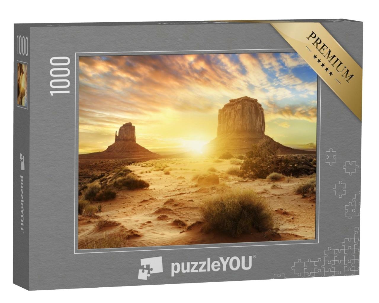 Puzzle de 1000 pièces « Coucher de soleil à Monument Valley, États-Unis »