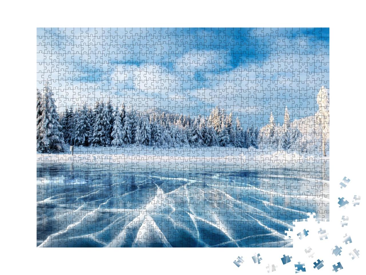 Puzzle de 1000 pièces « Fissures à la surface d'un lac gelé »
