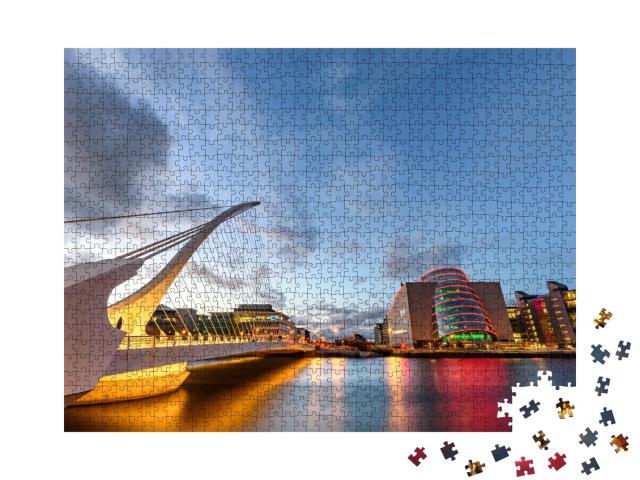 Puzzle de 1000 pièces « Centre de convention de Dublin et pont Samuel Beckett devant la Liffey, Dublin, Irlande »