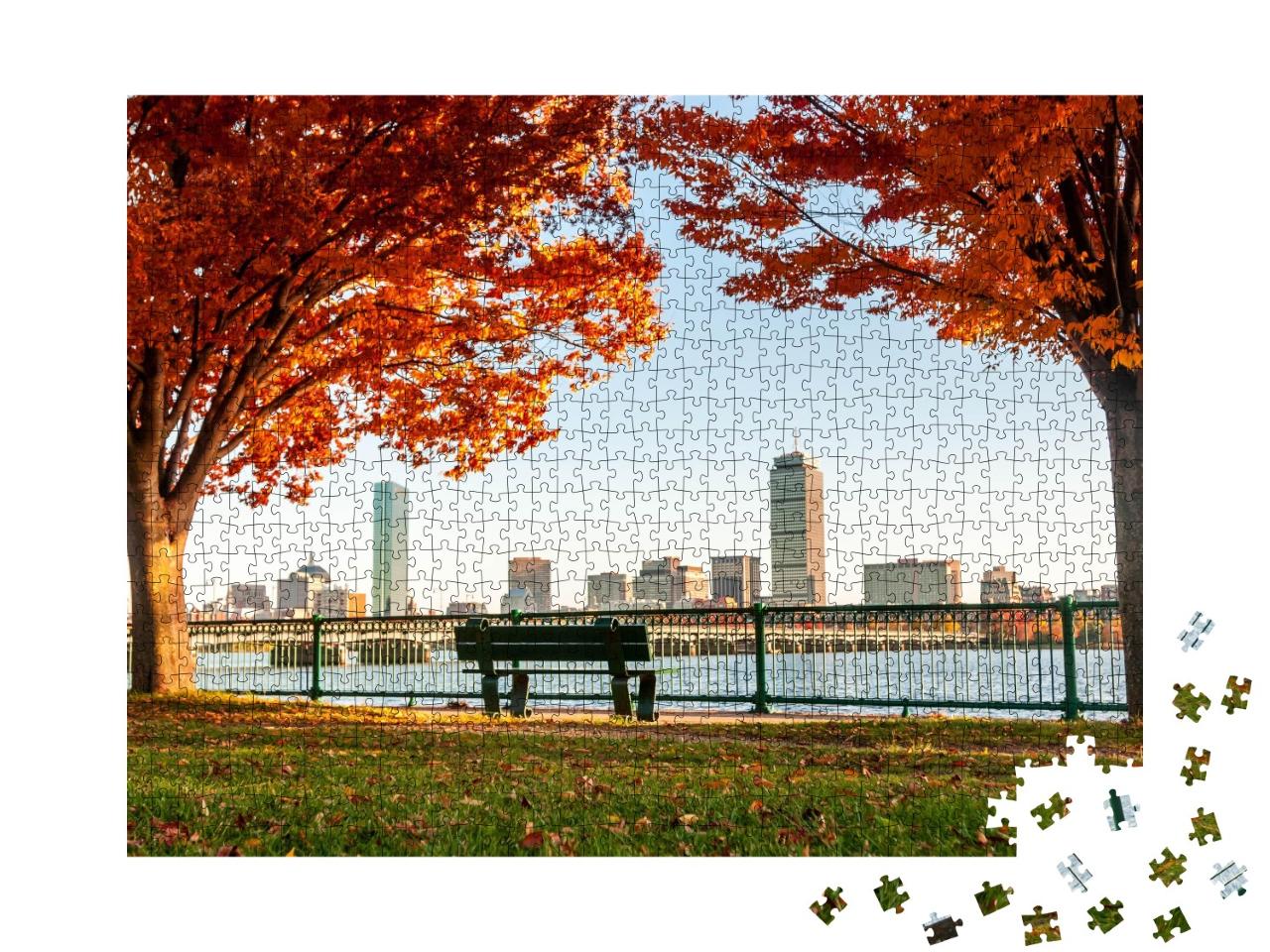 Puzzle de 1000 pièces « Ambiance automnale : Skyline de Boston »