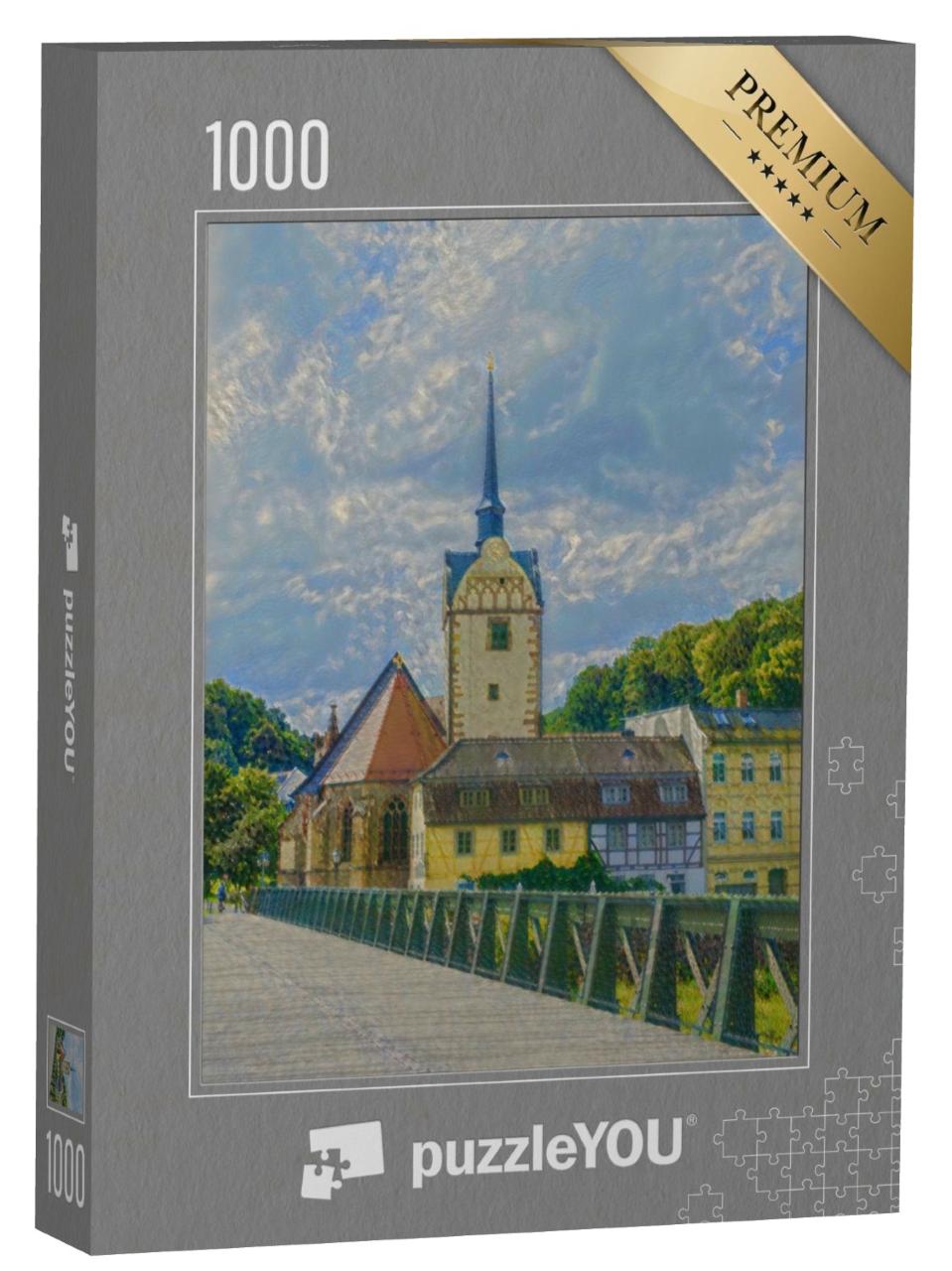 Puzzle de 1000 pièces « dans le style artistique de Claude Monet - Die Marienkirche in Gera »