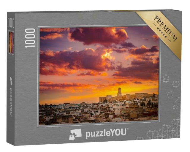 Puzzle de 1000 pièces « Lever de soleil sur la médina et le château de la Kasbah à Sousse, Tunisie »