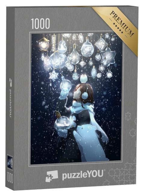 Puzzle de 1000 pièces « Une fille de style anime à Noël »