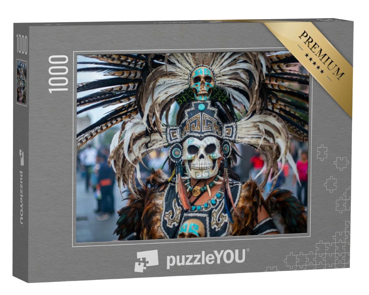 Puzzle de 1000 pièces « Danseuse en costume préhispanique sur le Zocalo de Mexico »