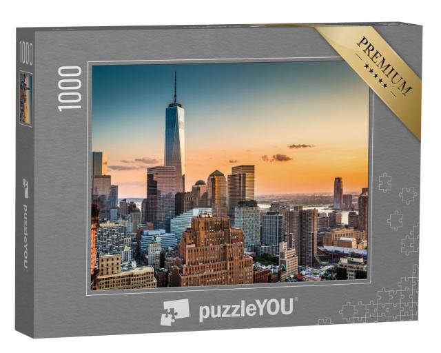 Puzzle de 1000 pièces « Skyline de Lower Manhattan au coucher du soleil »