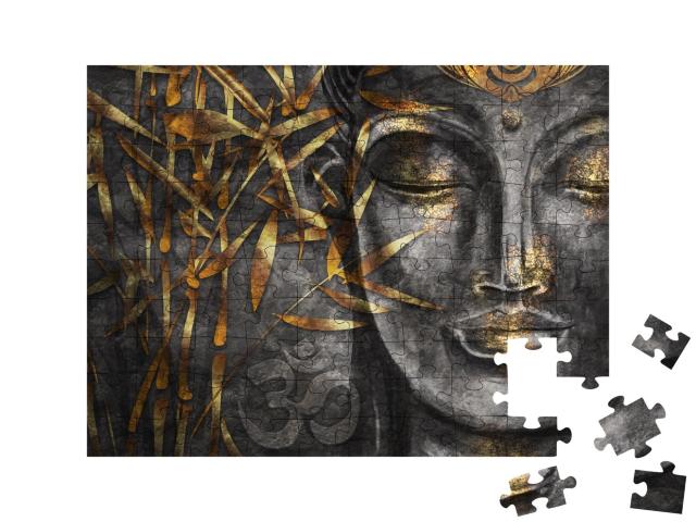 Puzzle de 100 pièces « Art numérique collage combiné avec aquarelle : Bodhisattva Buddha »