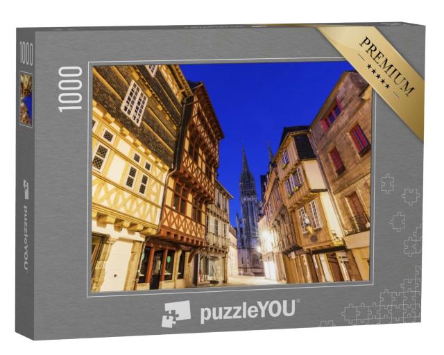 Puzzle de 1000 pièces « La cathédrale de Quimper de nuit. Quimper, Bretagne, France »